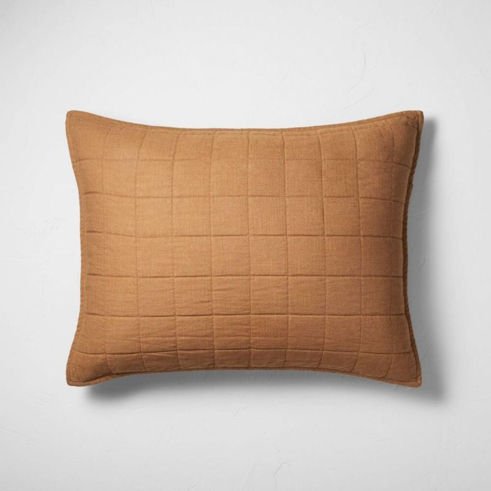 Casaluna Quilted Pillow Cover in Warm Brown set of 2.